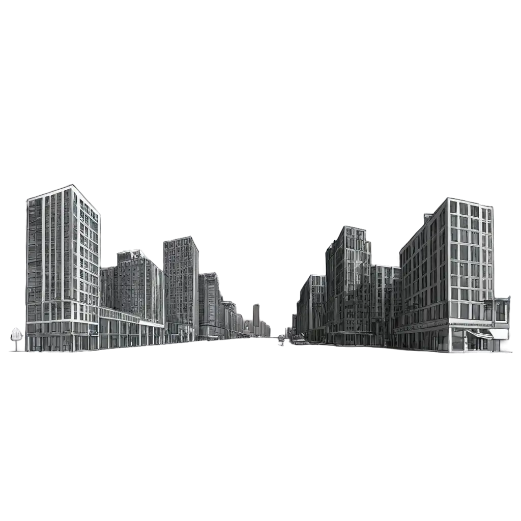 Wireframe-Point-Perspective-of-Buildings-in-PNG-Format-for-Clean-Scalable-Visualization