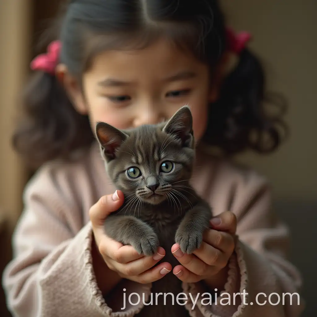 Chocolate-Kitten-Held-by-a-Japanese-Girl-in-the-1940s