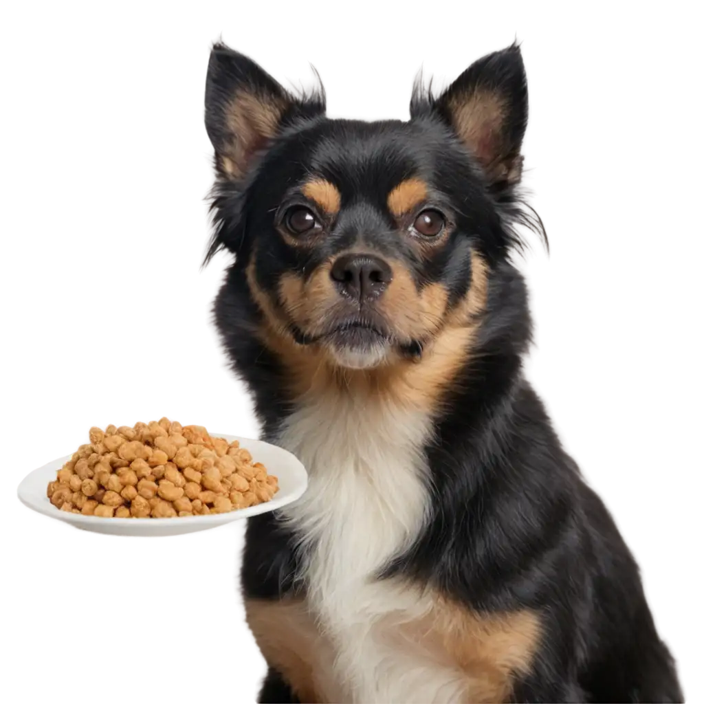 Black-Log-Hair-Jurman-Dog-and-His-Food-PNG-Image-for-Versatile-Usage