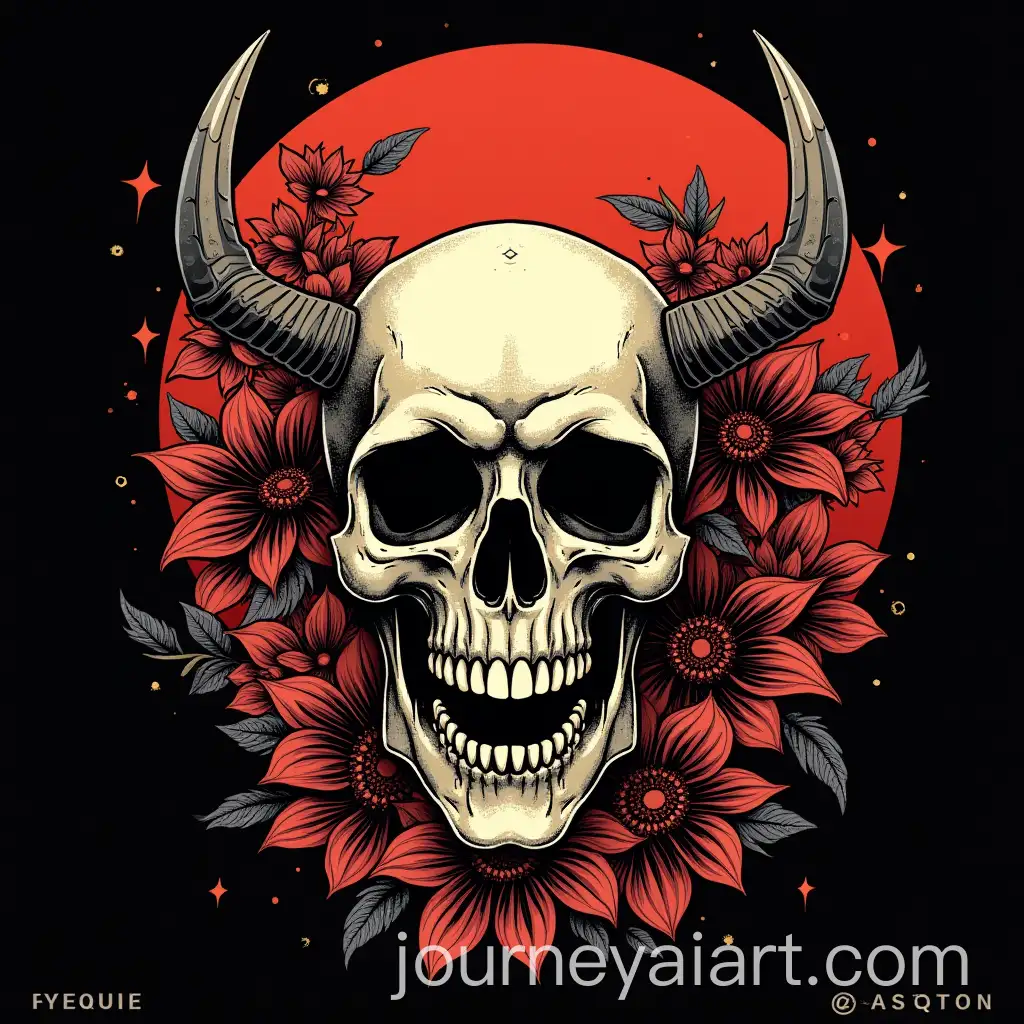 Japanese-Rock-Metal-Band-TShirt-Design-Featuring-Skull-Artwork