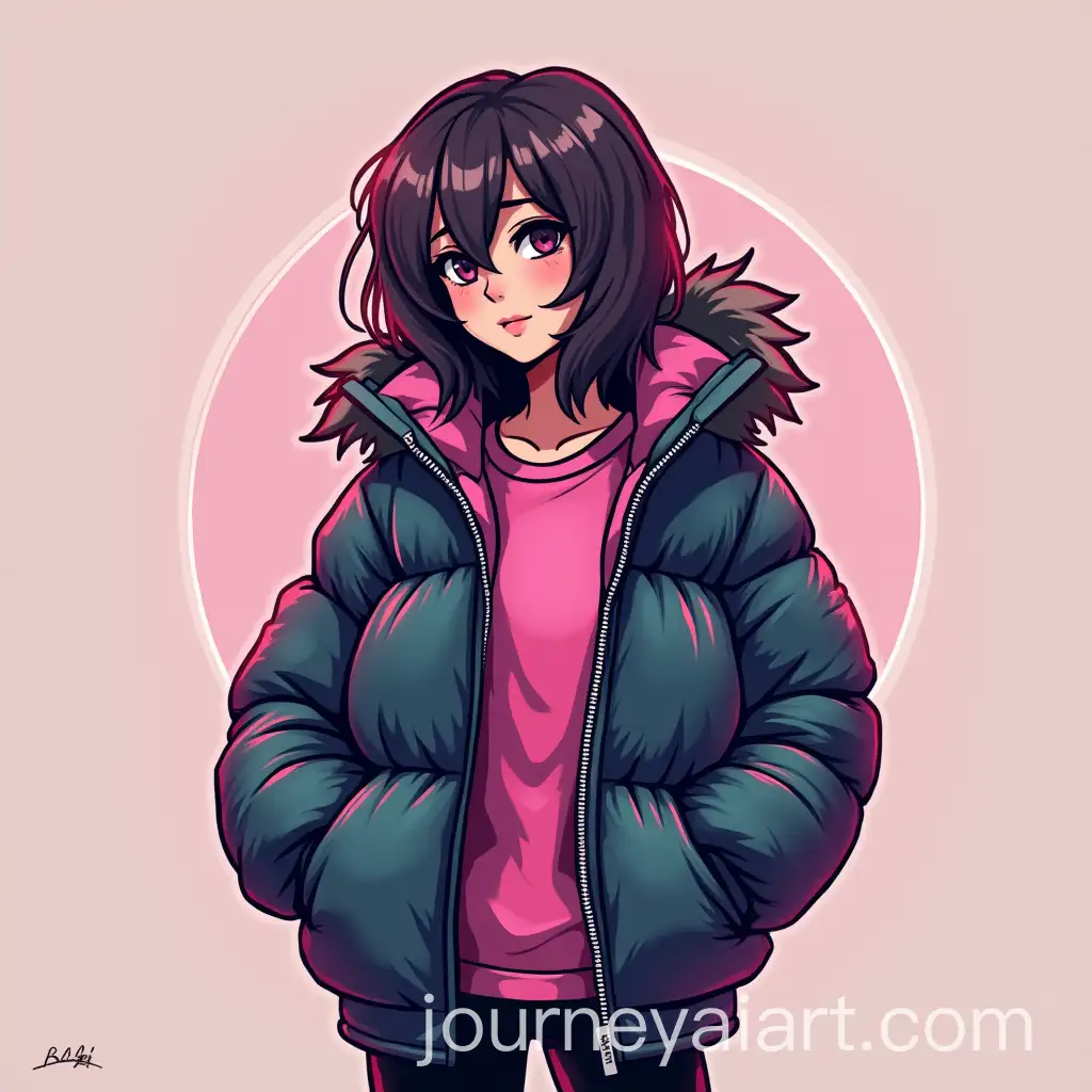 Cyberpunk-Style-Puffer-Jacket-Fashion-in-TPose-with-Flat-Background