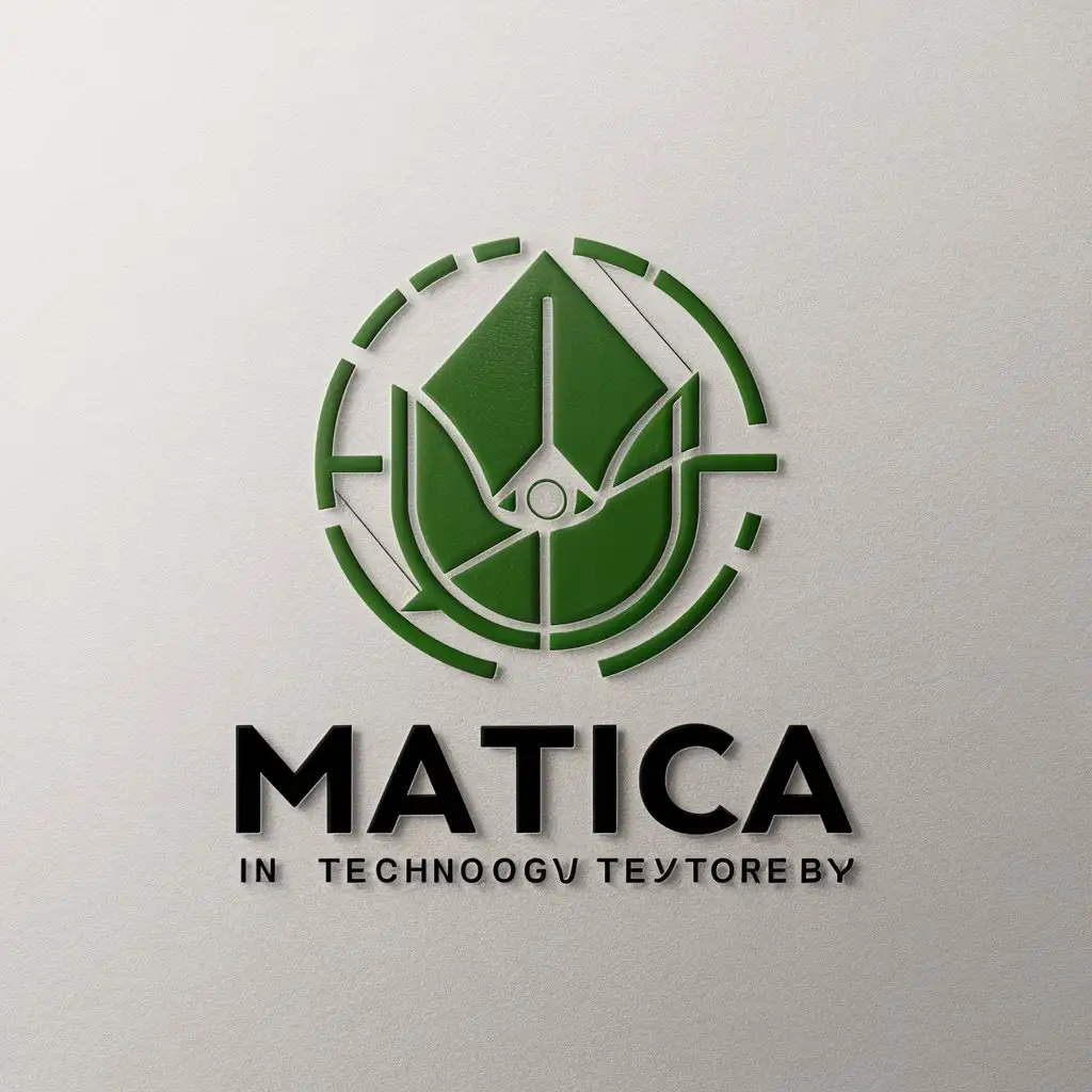 LOGO-Design-For-MATICA-Green-Leaf-and-Laser-in-Minimalistic-Style-for-Technology-Industry