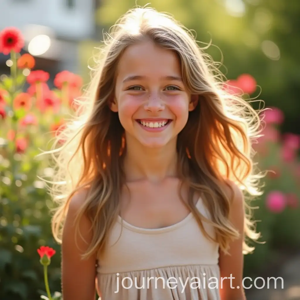 Smiling-Teenage-Girl-in-Flowering-Garden-Portrait