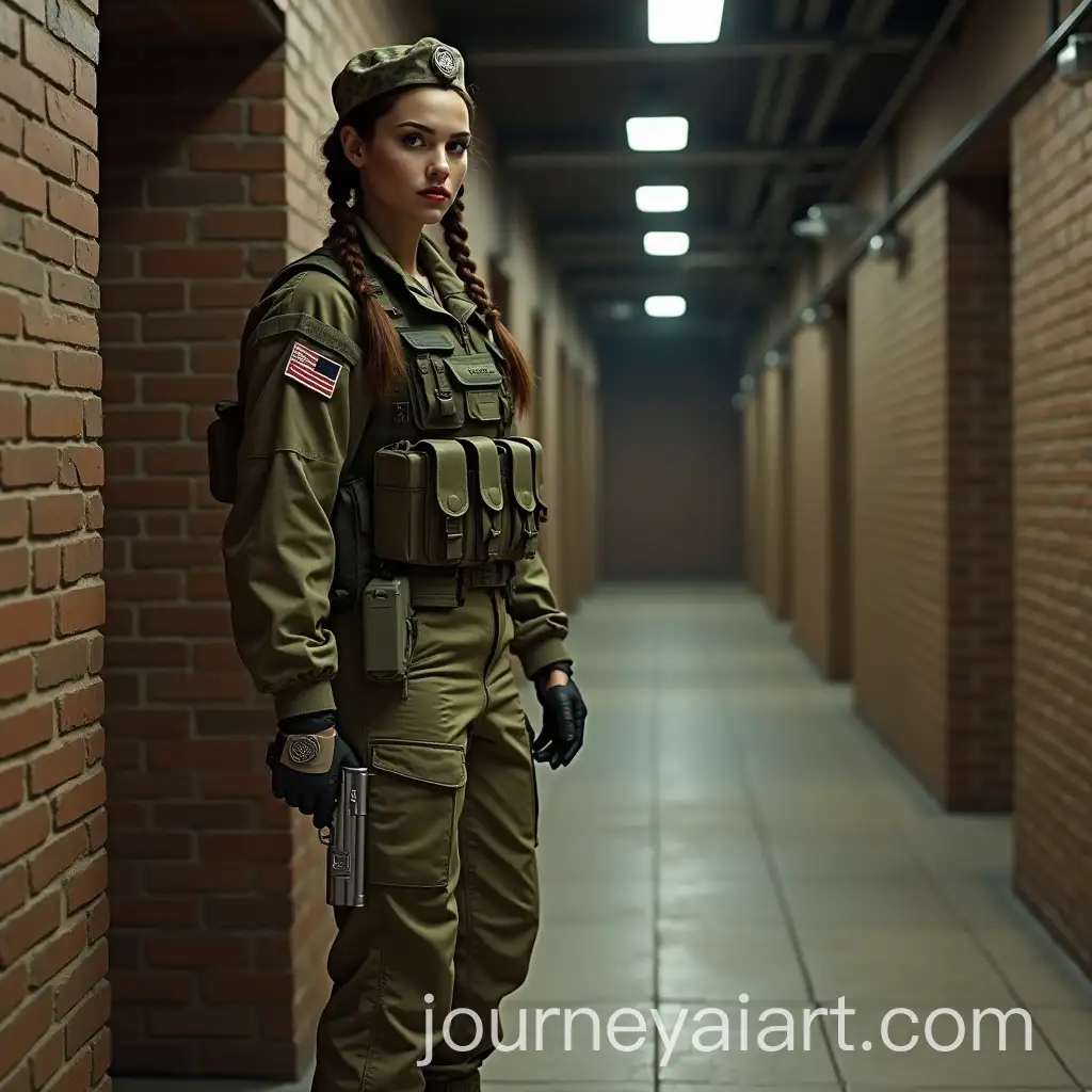 Military-Woman-with-Desert-Eagle-in-Underground-Bunker