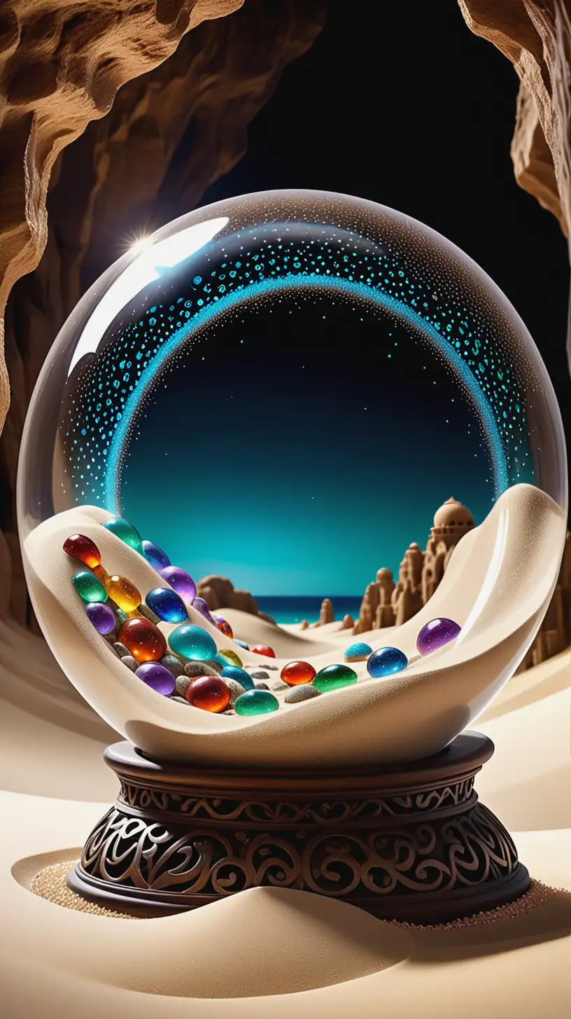 Arabic Glass Bubble with Sparkling Sand and Gemstones