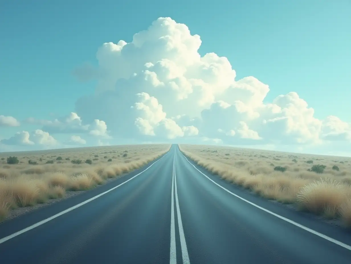 Clouds-above-a-Long-Winding-Sky-Road