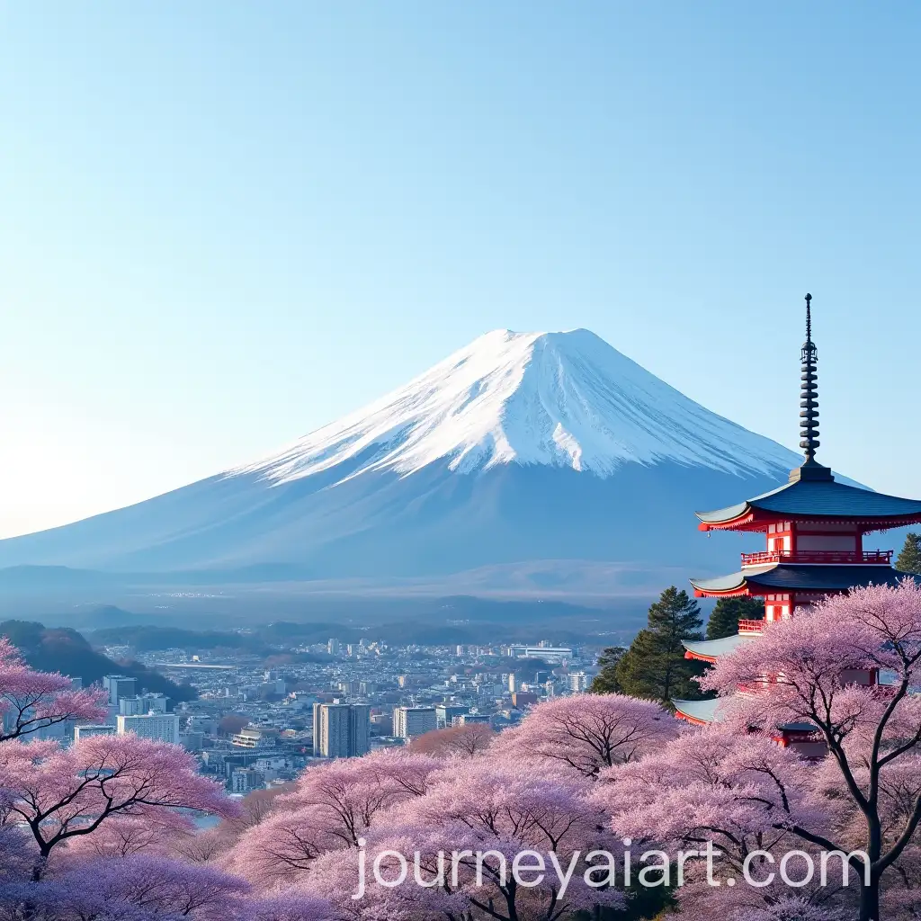 SnowCapped-Mount-Fuji-Surrounded-by-Cherry-Blossoms-and-Autumn-Leaves
