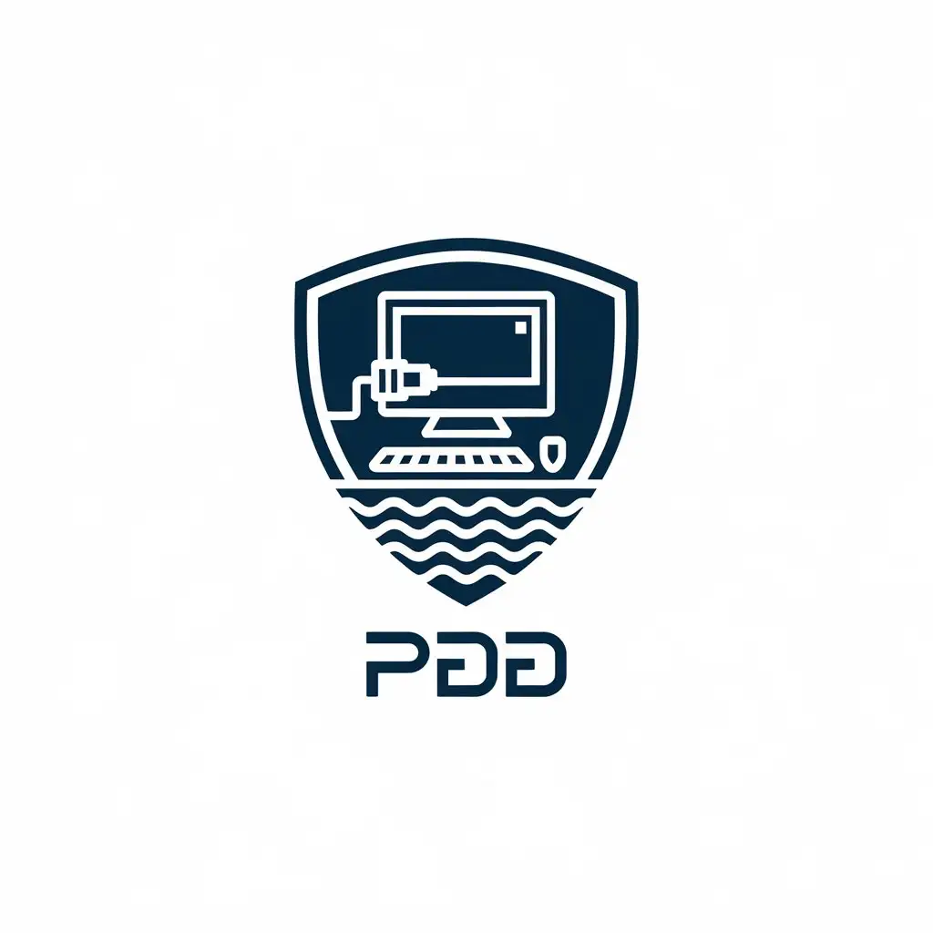 a vector logo design,with the text "PD", main symbol:computer,Moderate,be used in network security industry,clear background