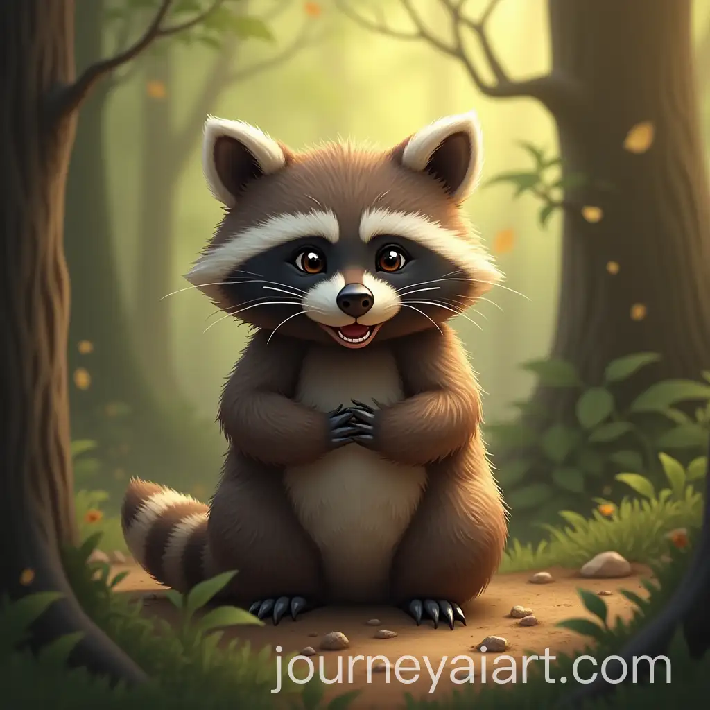 Happy-Raccoon-in-a-Forest-Seeking-a-Hug