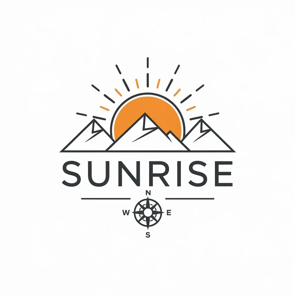 LOGO Design For Sunrise Tours Minimalist Sun and Mountain Adventure Logo