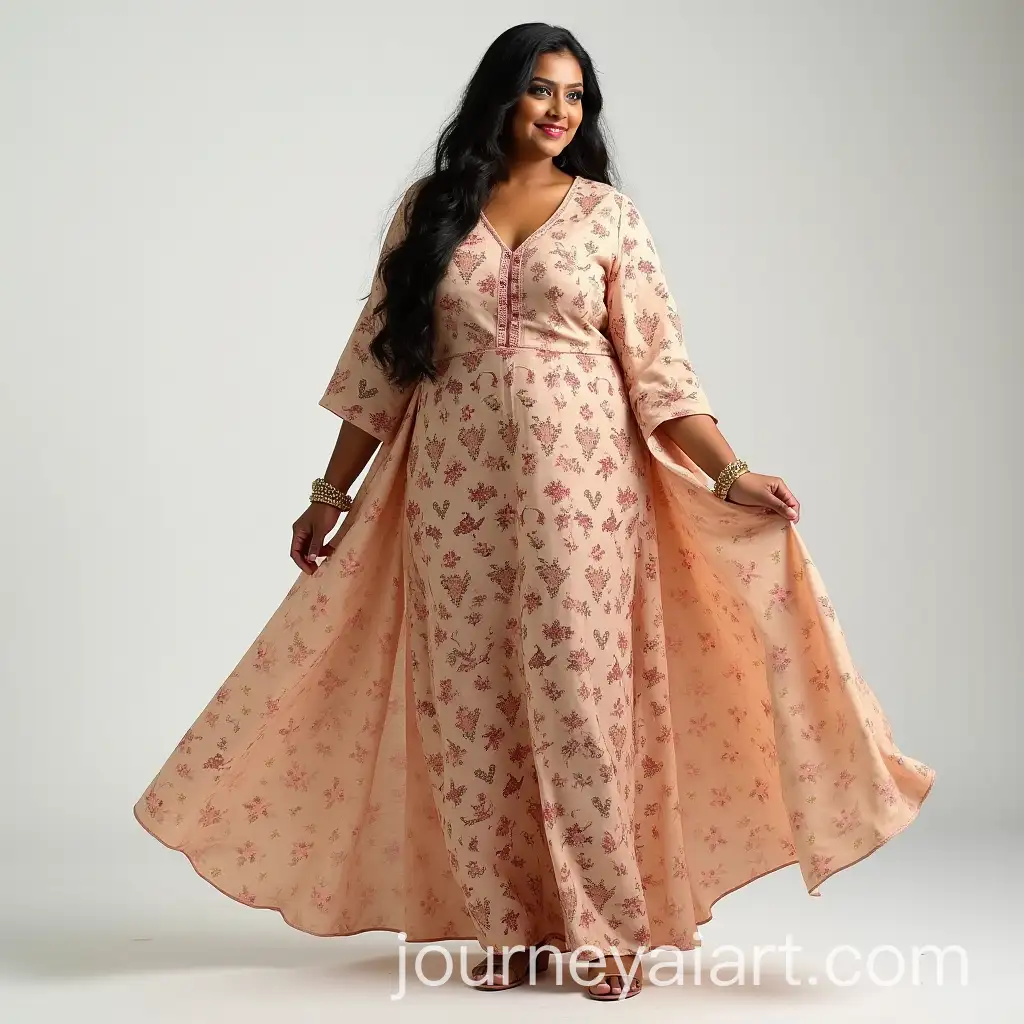 Plus-Size-Tamil-Women-in-Elegant-Kurtas-Against-a-Clean-Background