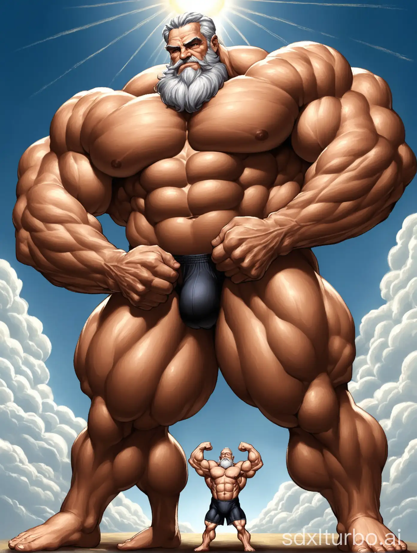 Powerful-Old-Man-Lifting-the-Earth-Giant-Body-with-Sunlike-Strength