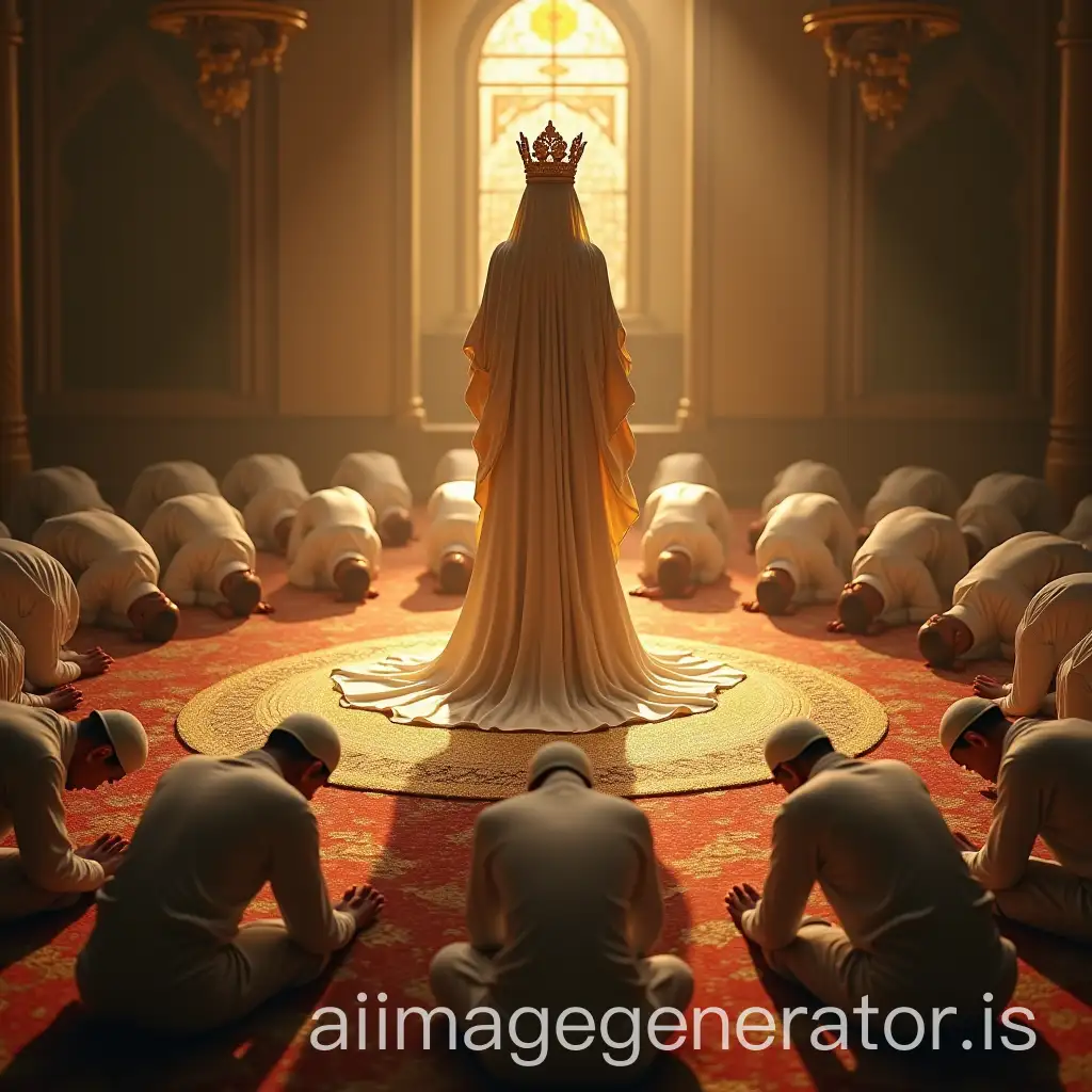 Muslim-Devotees-Prostrating-Before-a-Goddess-in-a-Golden-Crown