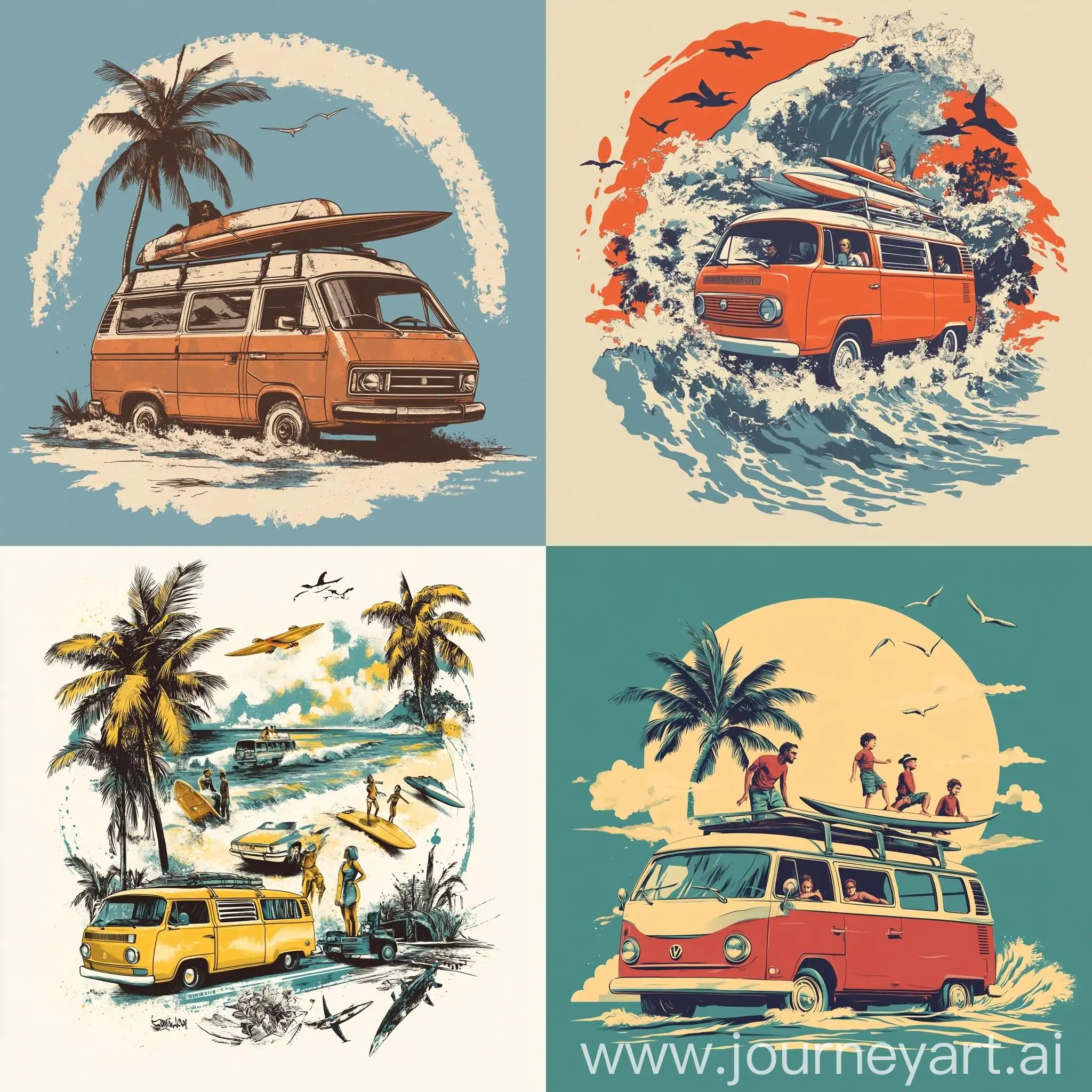 Family-Adventure-Travel-Theme-with-Men-Women-Children-and-Minivan-Cars