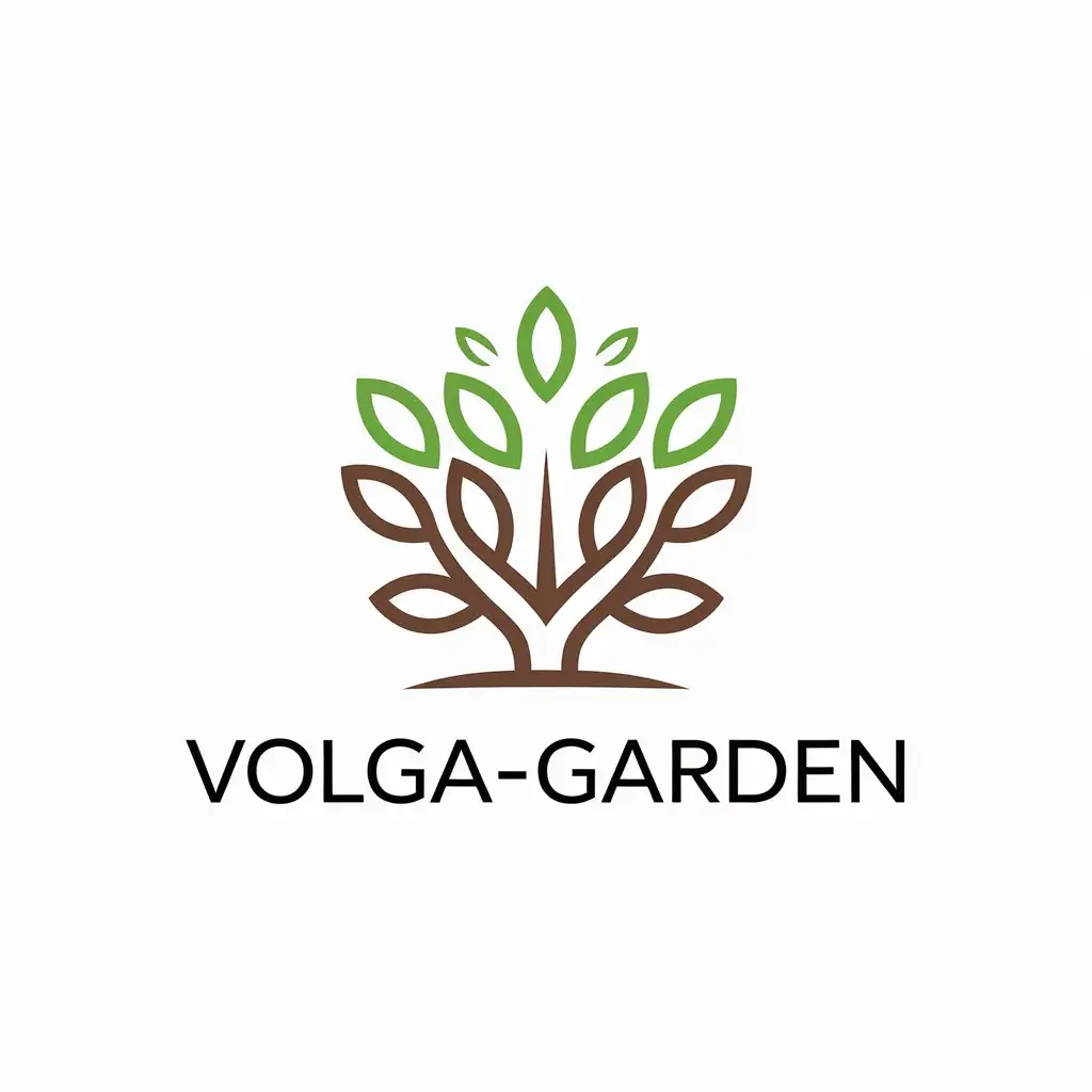 a vector logo design,with the text "volga-garden", main symbol:shrub,Minimalistic,be used in agrocompany industry,clear background