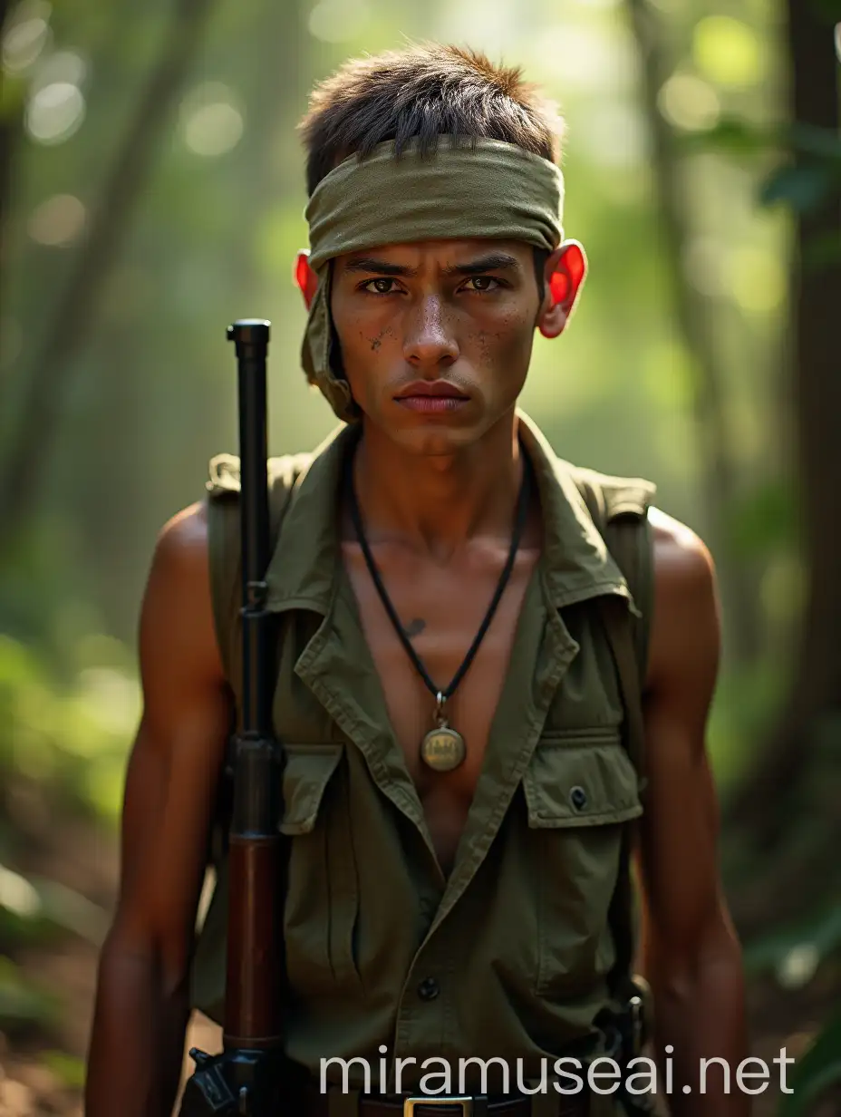 Young Vietnam War Soldier Resilience Amidst Battle