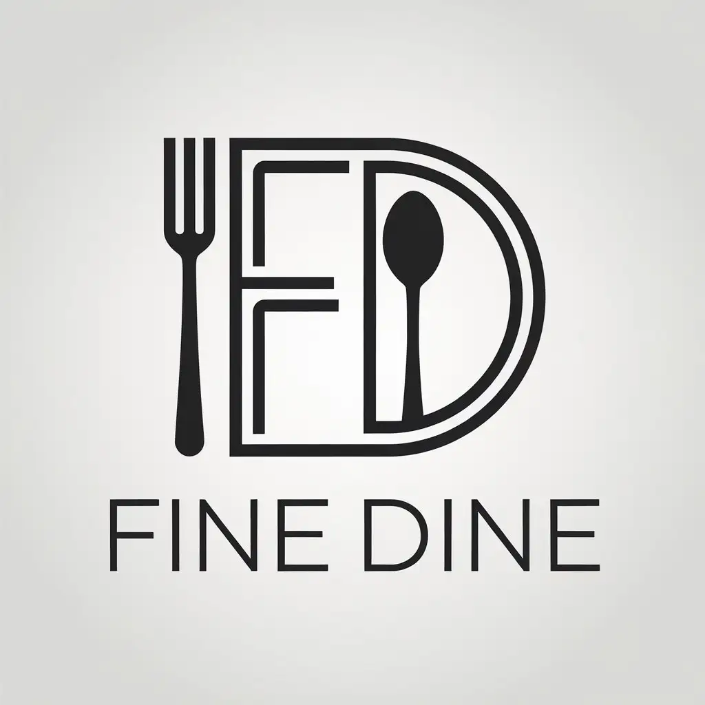 LOGO Design for Fine Dine Minimalistic Fork Spoon and Letter FD for Restaurant Industry