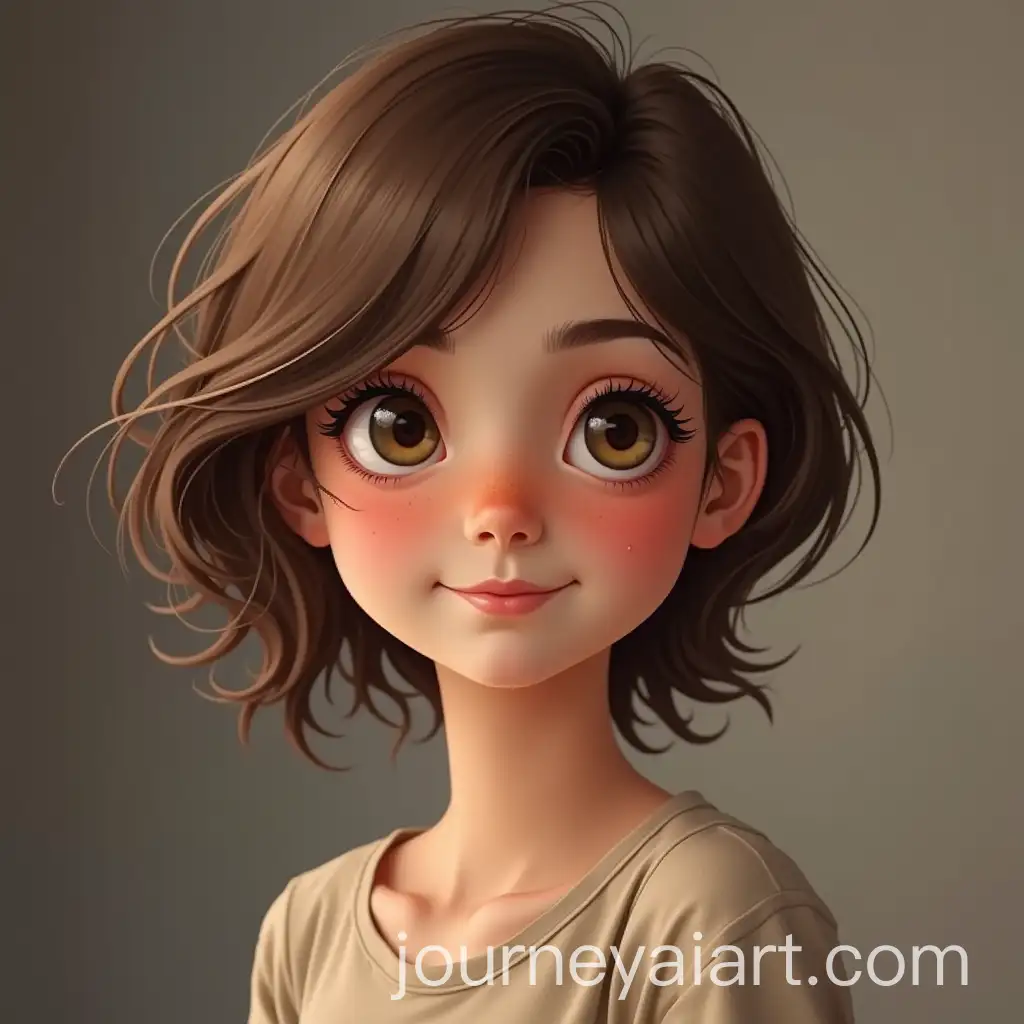 Young-Girl-with-Short-Brown-Hair-in-CloseUp-Portrait