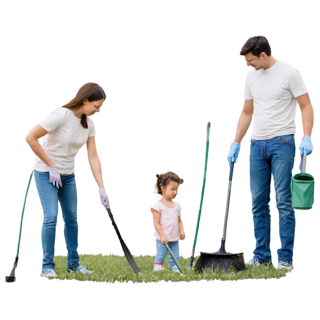 Family-Yard-Cleaning-Together-PNG-HighQuality-Image-for-Diverse-Applications