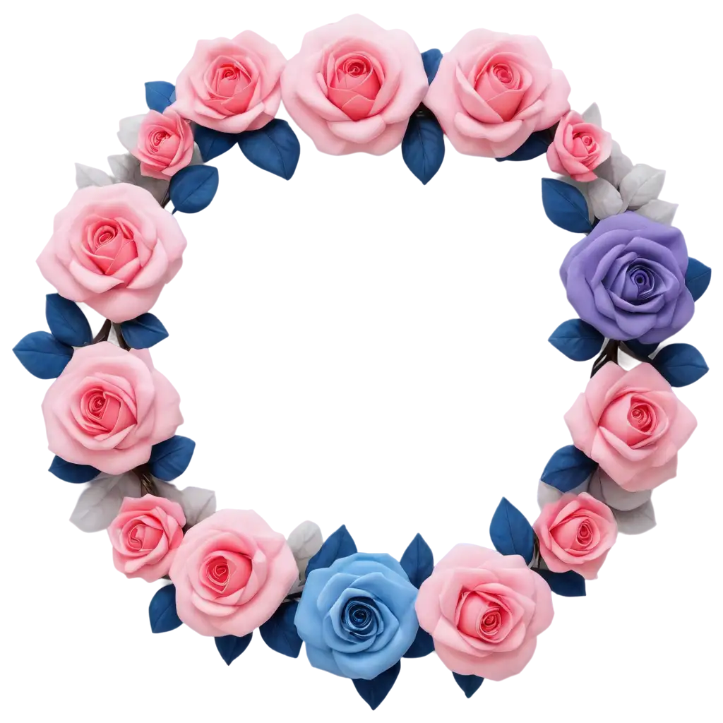 Circular-Blue-Rose-Flower-Decoration-PNG-Image-with-Safe-Padding-for-Clear-and-Vibrant-Display