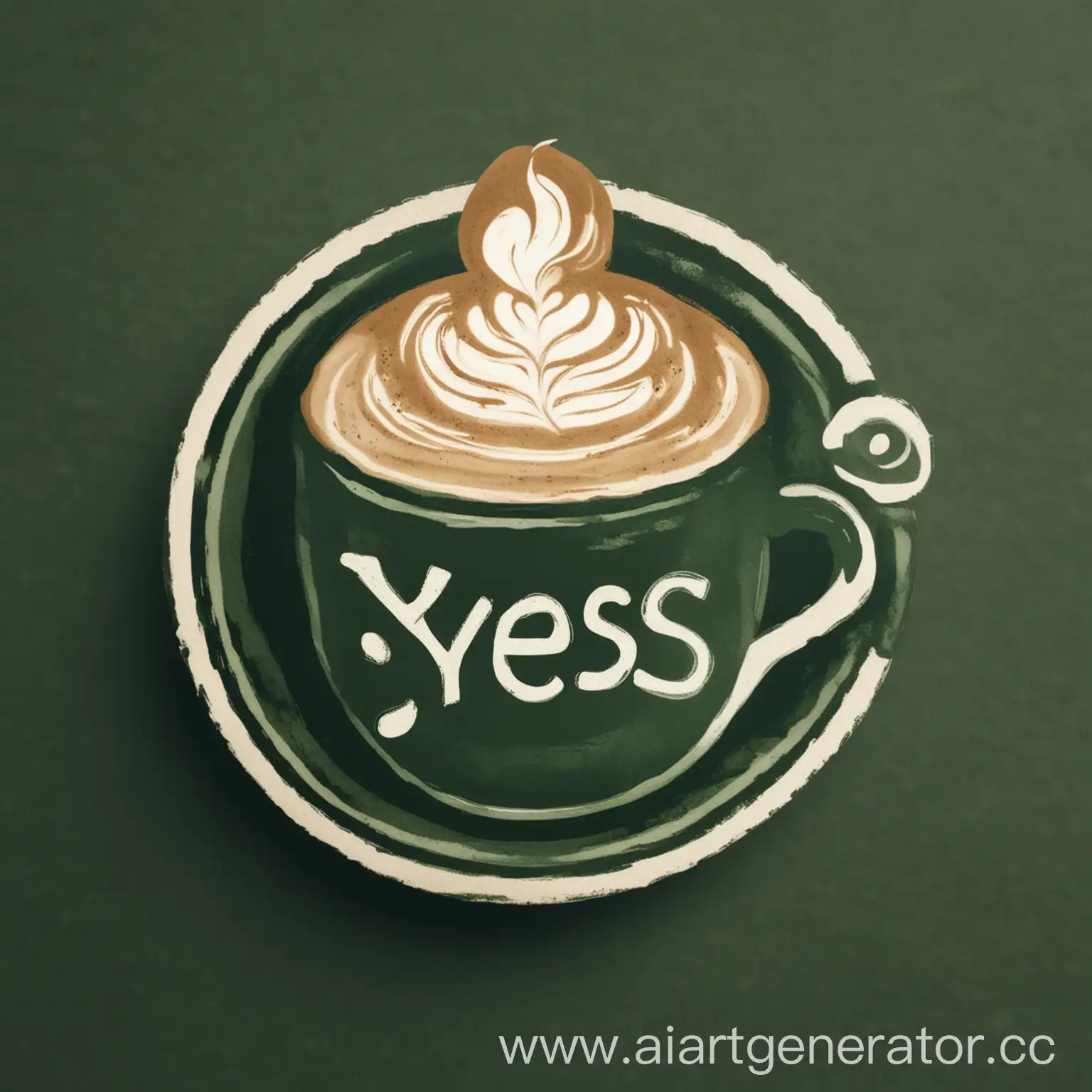 Coffee-Cup-Logo-Design-with-Latte-Art-YESS-Dark-Green-Tint