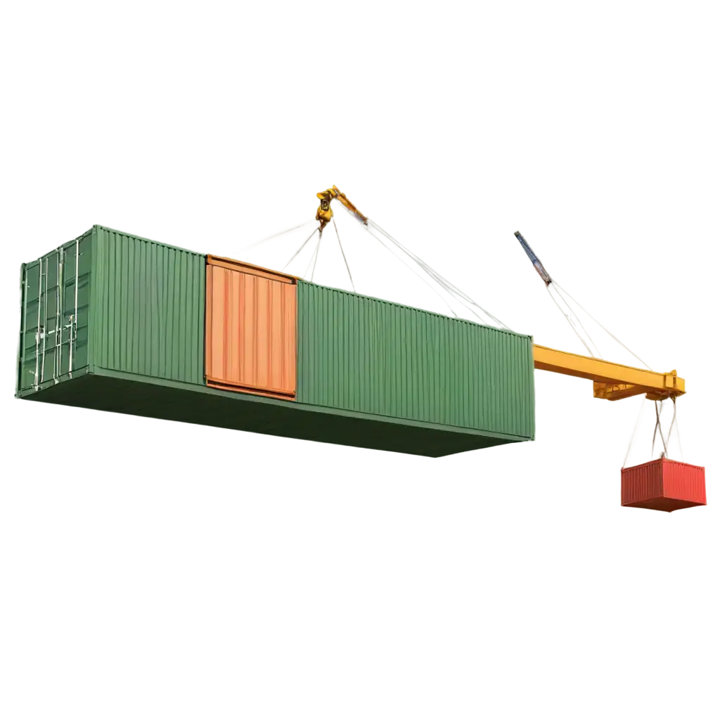 3D-Rendered-PNG-Image-of-a-Sea-Container-Lifted-by-a-Crane-HighQuality-and-Versatile