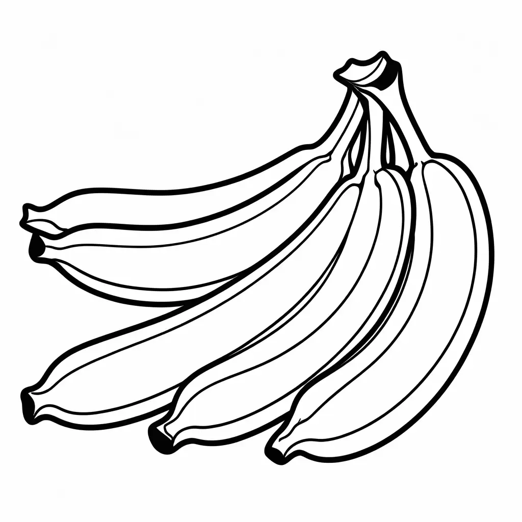 banana, Coloring Page, black and white, line art, white background, Simplicity, Ample White Space. The background of the coloring page is plain white to make it easy for young children to color within the lines. The outlines of all the subjects are easy to distinguish, making it simple for kids to color without too much difficulty, Coloring Page, black and white, line art, white background, Simplicity, Ample White Space. The background of the coloring page is plain white to make it easy for young children to color within the lines. The outlines of all the subjects are easy to distinguish, making it simple for kids to color without too much difficulty
