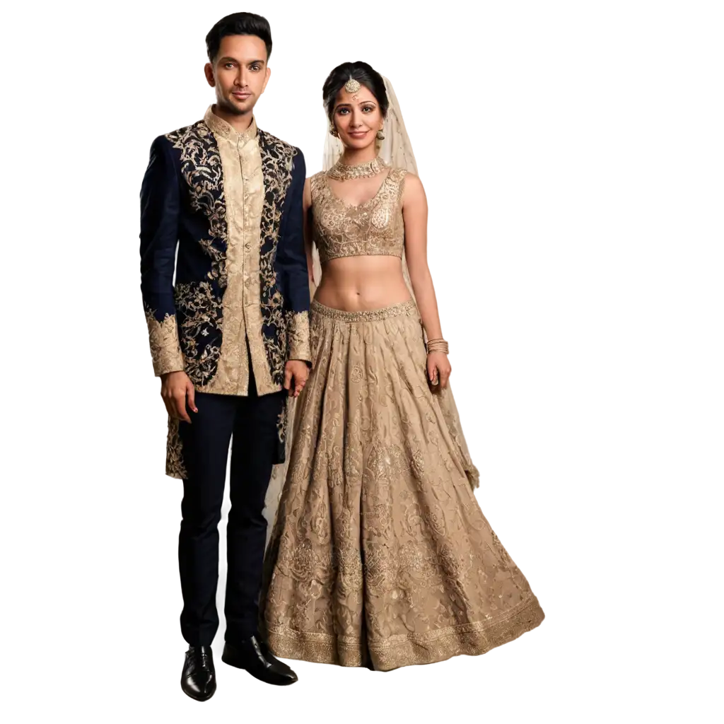 Indian-Bride-and-Groom-PNG-Image-Traditional-Wedding-Elegance-in-Transparent-Format