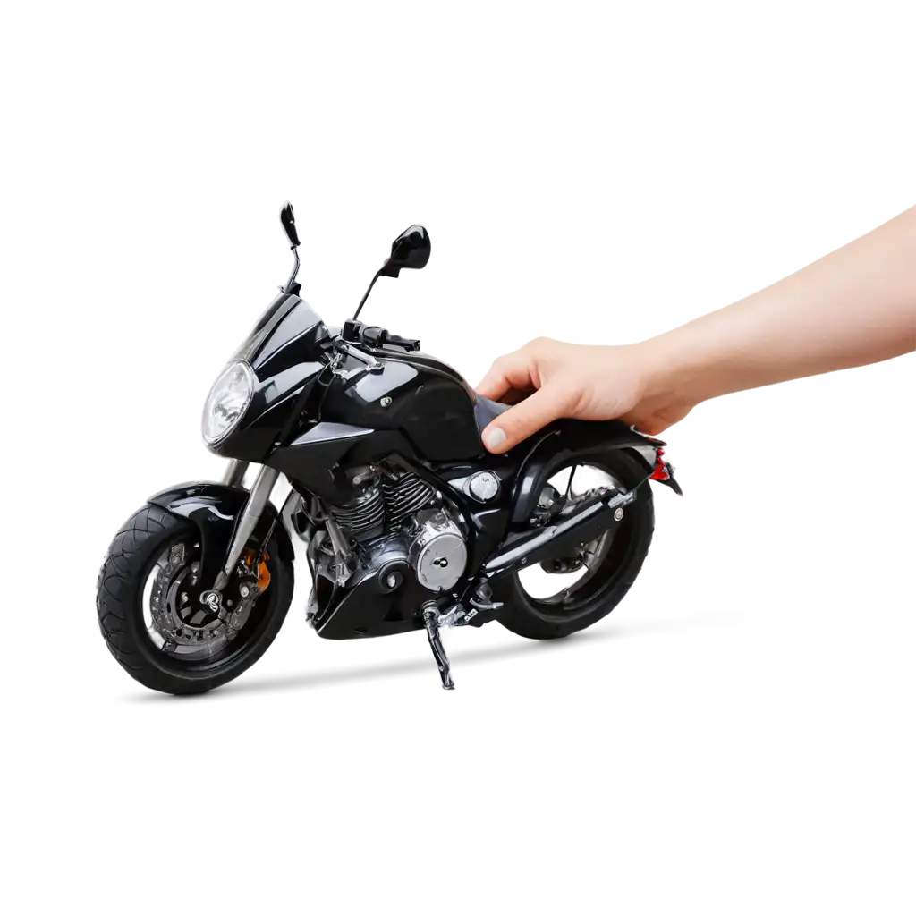 Hand-Holding-a-Small-Motorcycle-on-Asphalt-PNG-Image