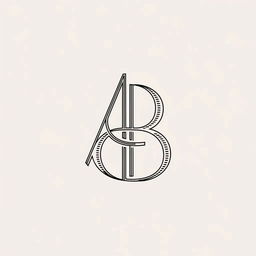 LOGO Design for A B Minimalistic Monogram with Black and White Color Palette for Luxury Beauty Spa