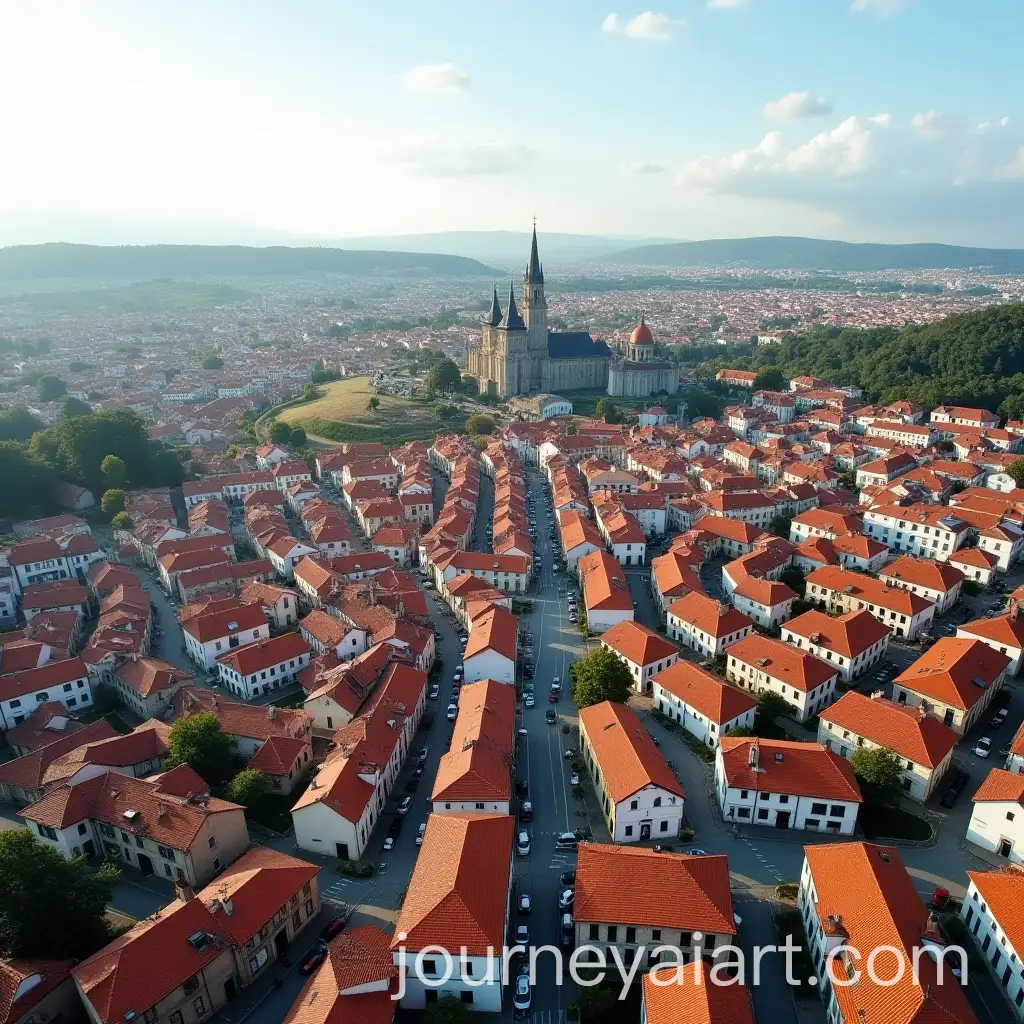 Aerial-View-of-Viseu-City-in-Portugal-Capturing-Urban-Architecture-and-Scenic-Landscape