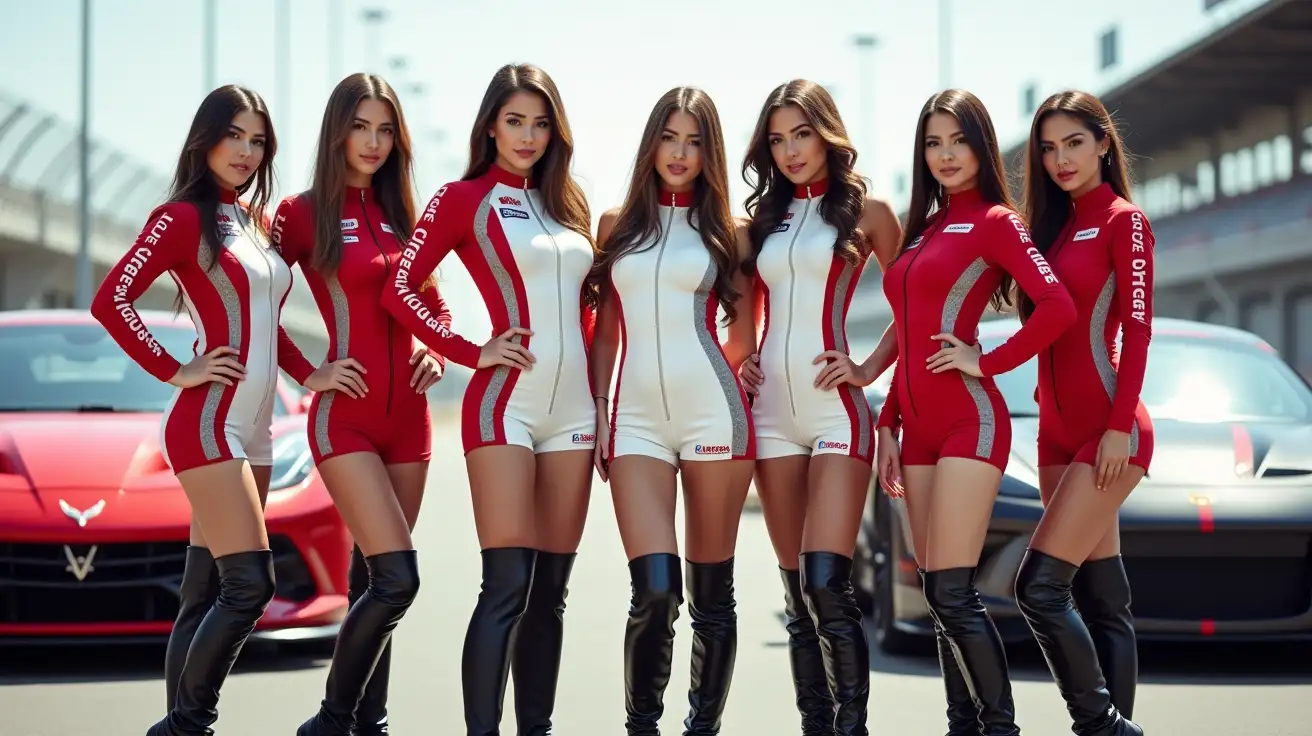 Seven-Busty-Paddock-Girls-in-FormFitting-Racing-Uniforms