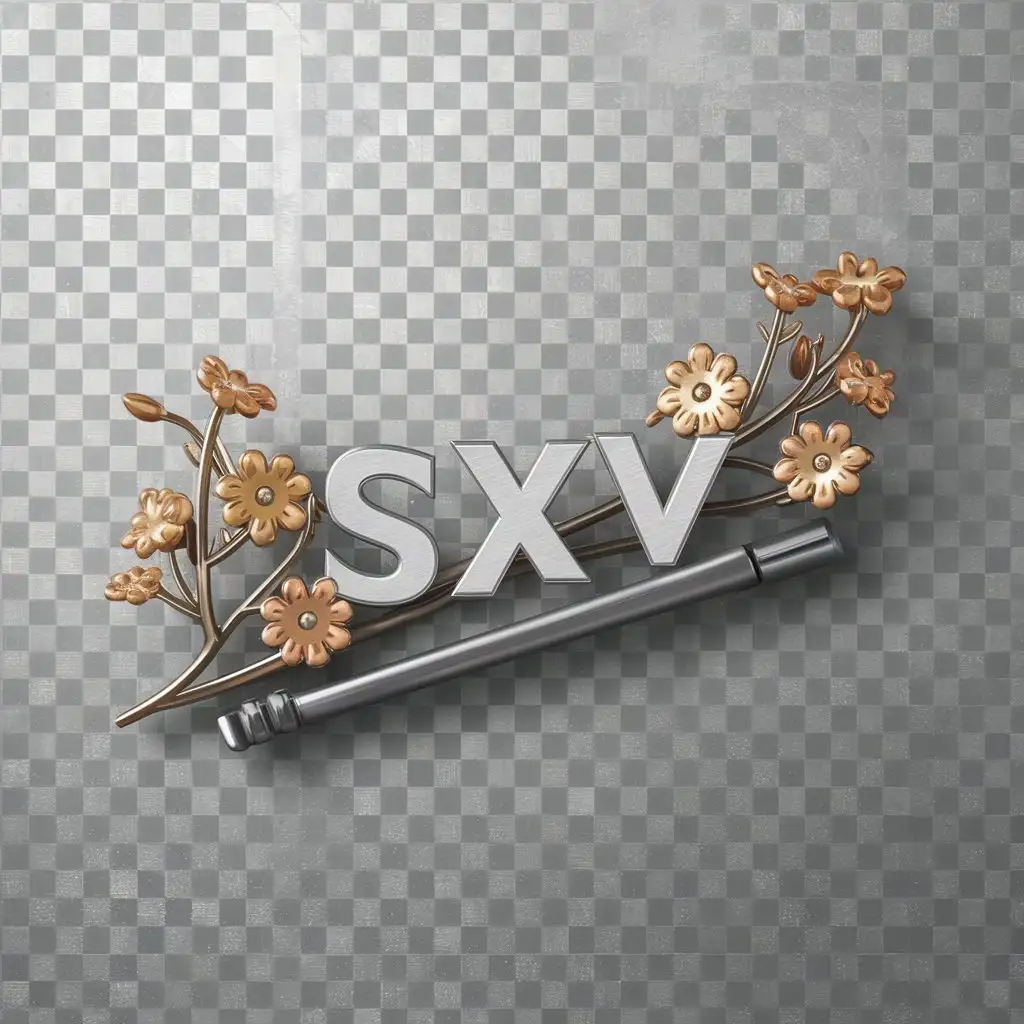 LOGO-Design-For-SXV-Elegant-Metallic-Branch-with-Artistic-Flowers