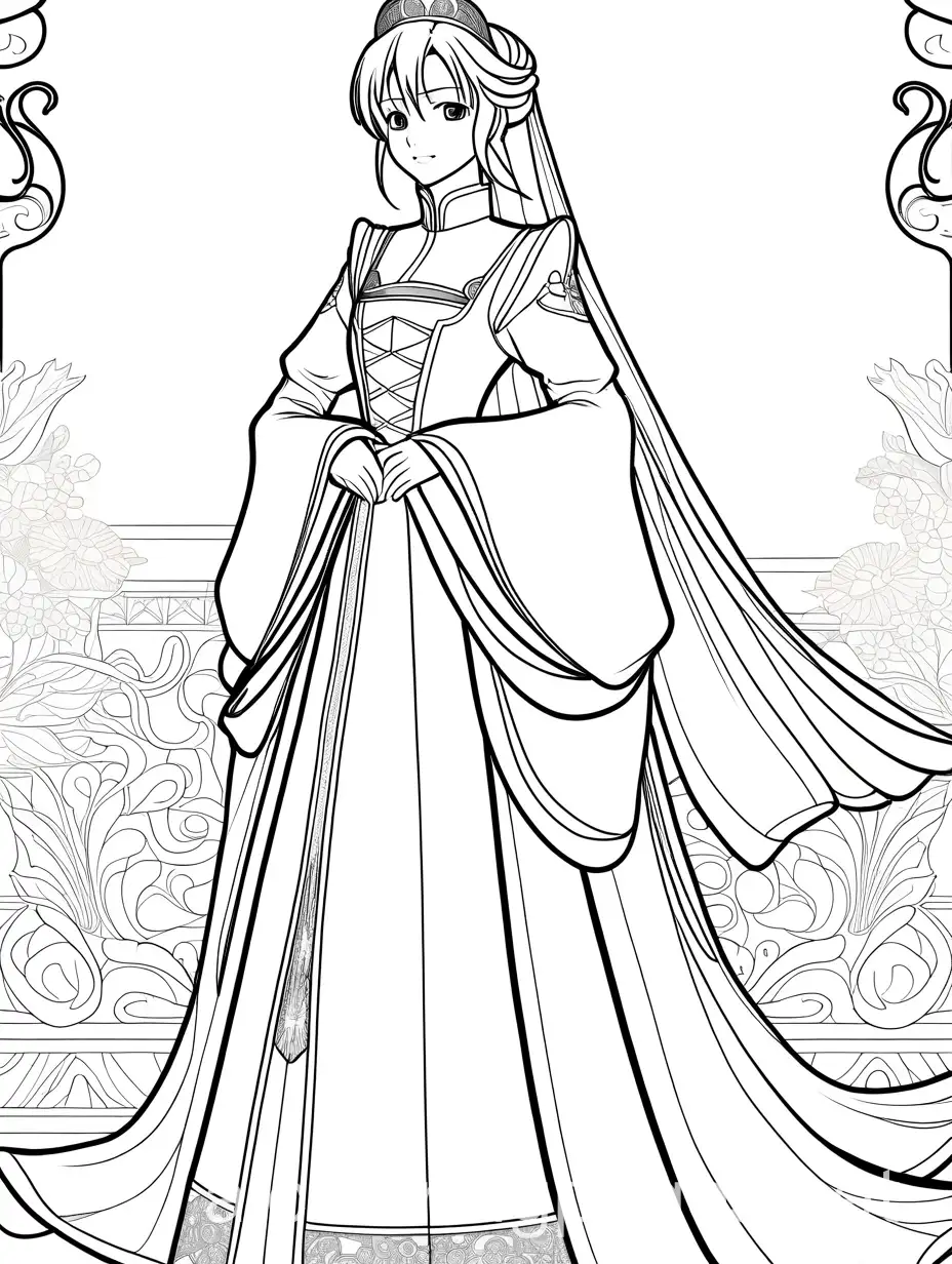 Akira-Toya-as-a-Princess-Black-and-White-Coloring-Page