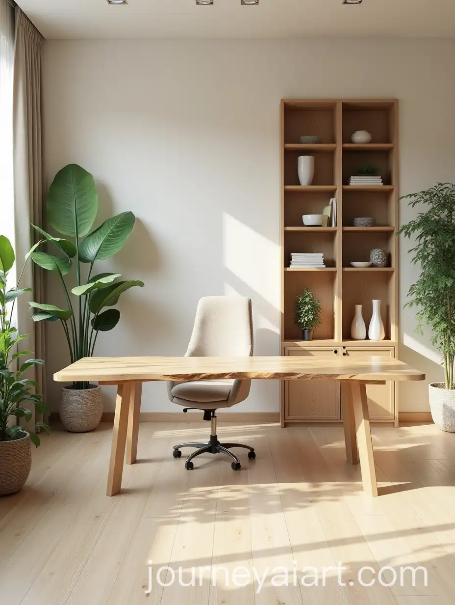 Modern-Masculine-Natural-Wood-Retreat-Office-with-Greenery-and-Soft-Light