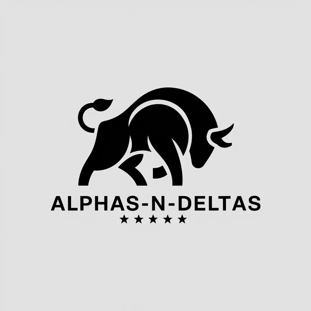 LOGO Design for AlphasNDeltas Modern Bull Symbol with Minimalist Style for Finance Industry