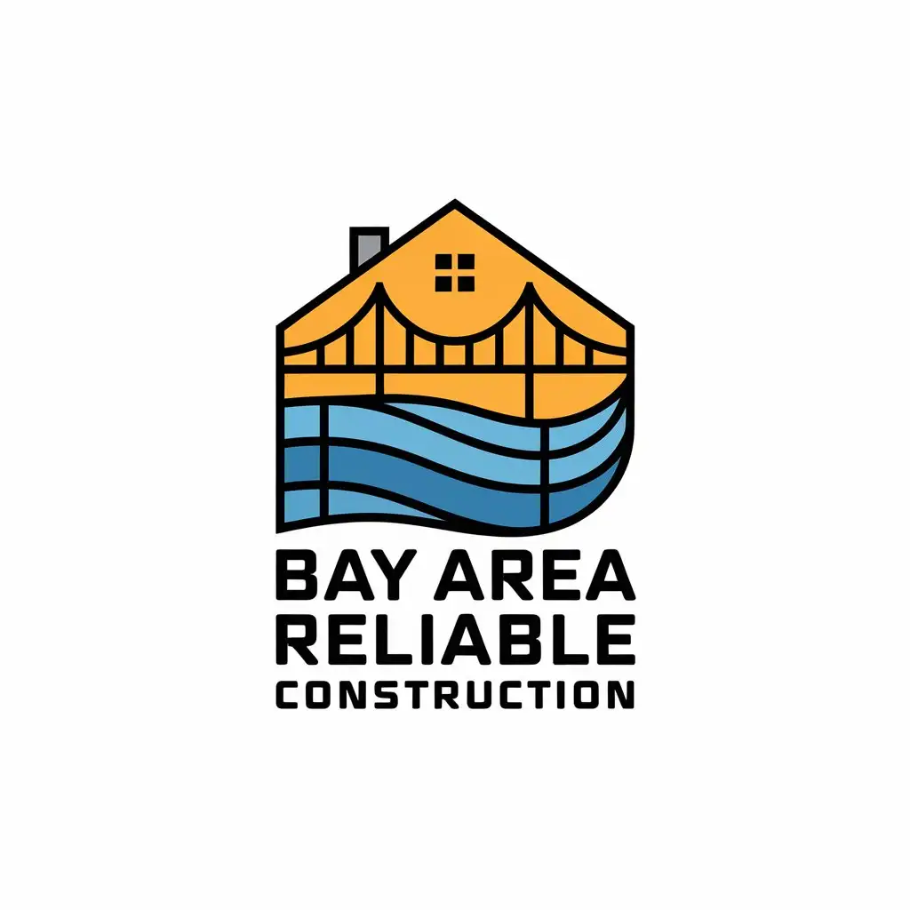 LOGO Design for Bay Area Reliable Construction Vector Home Bay Bridge and Wave Theme