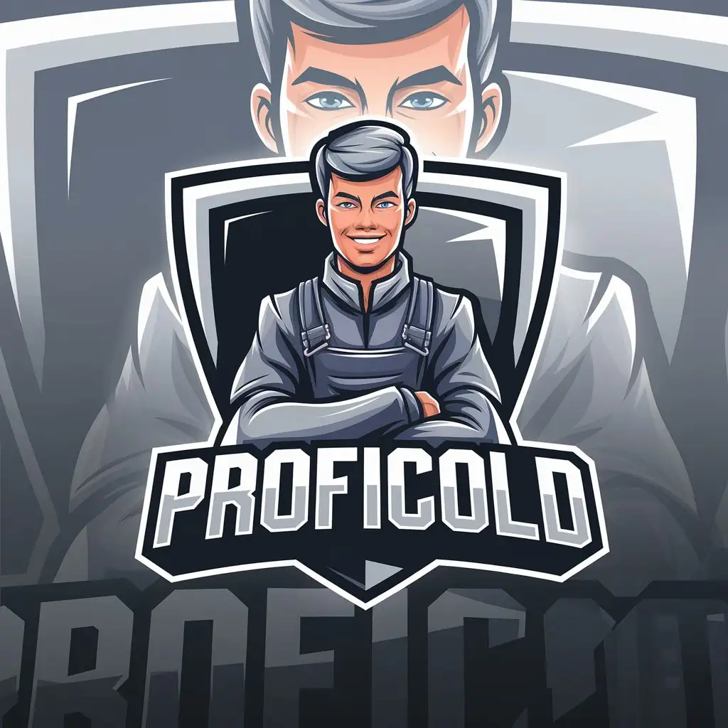 LOGO Design for ProfiCold Cybersport Style with Smiling Mechanic and Ventilation Equipment Theme