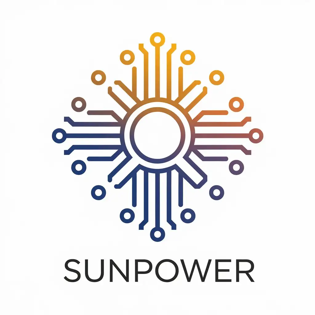 LOGO Design for Sunpower Vector Logo Featuring a Complex Sun Symbol for the Technology Industry