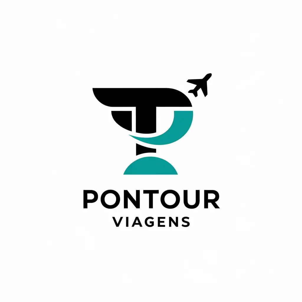 LOGO Design for Pontour Viagens P and T Letters with Airplane Theme for Travel Industry