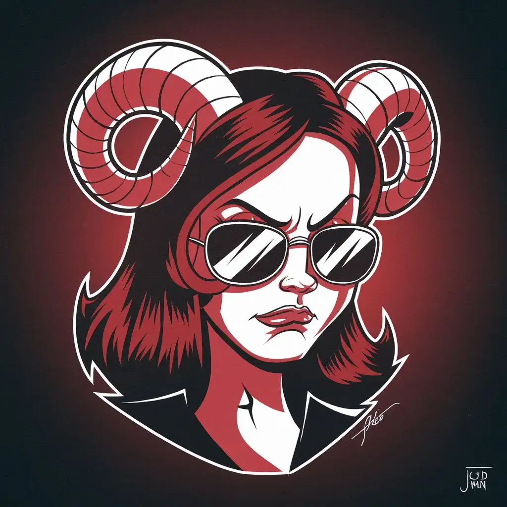 Arrogant-Woman-with-Horns-and-Sunglasses-in-Archilect-Concept-Art-Style