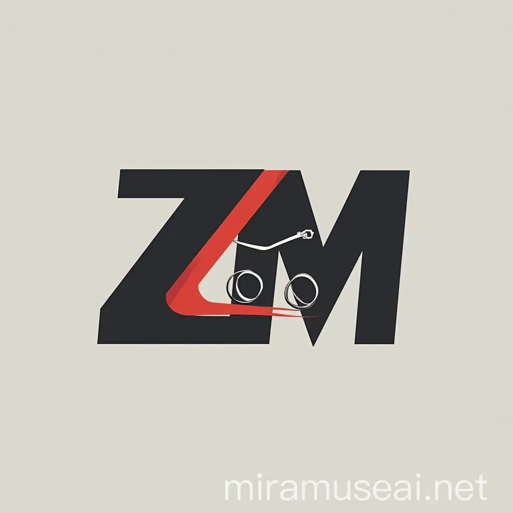 ZM Motorcycle Parts Logo Design in Simple and Flat Style