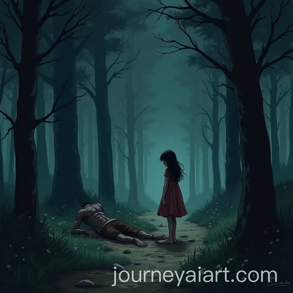 Dark-Fantasy-Scene-Girl-Saving-a-Dying-Person-in-a-Forest