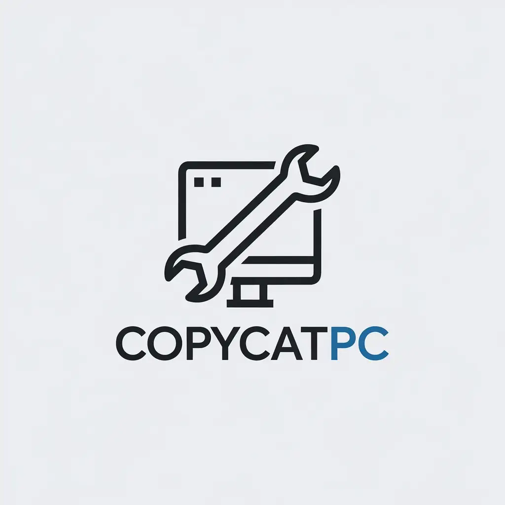 LOGO-Design-for-CopycatPC-Minimalistic-Computer-with-Wrench-in-Technology-Industry