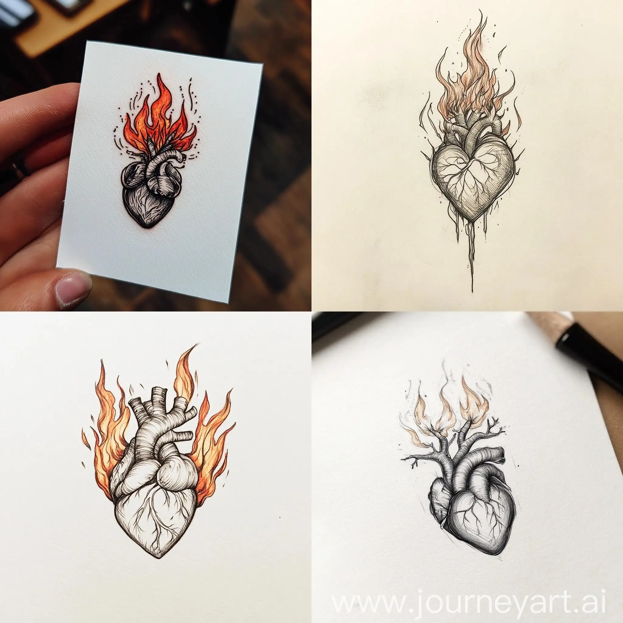 Minimalist-Anatomical-Heart-Tattoo-Sketch-on-Fire