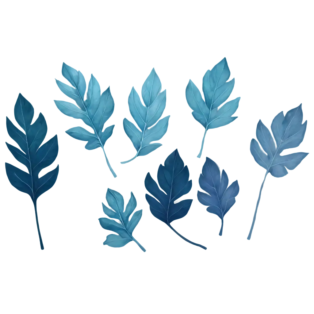Cluster-of-Vibrant-Blue-Leaves-PNG-HighQuality-Transparent-Background-Image-forPNG-Image-Usage-Scenarios-Digital-Design