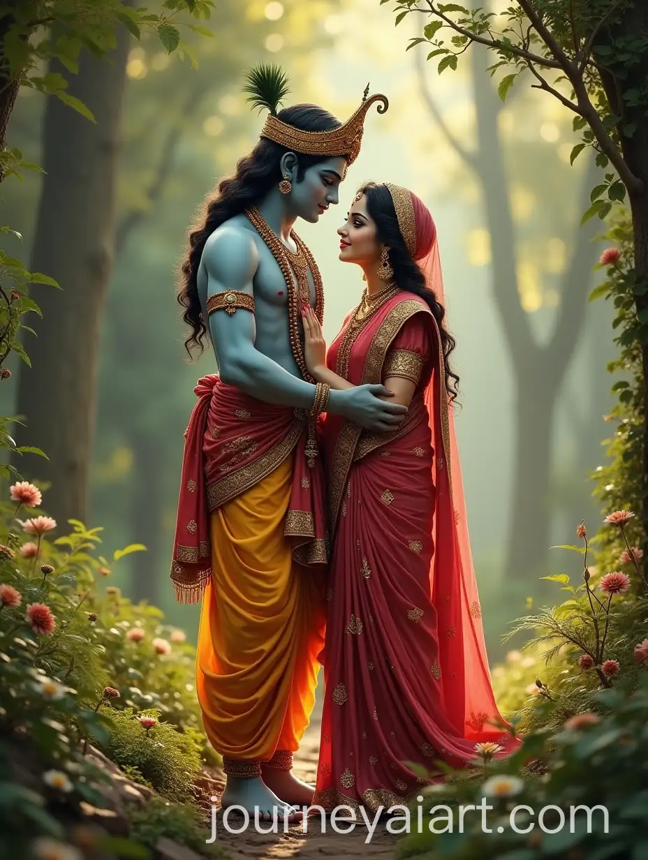 Lord-Krishna-and-Radha-in-a-Divine-Lush-Landscape