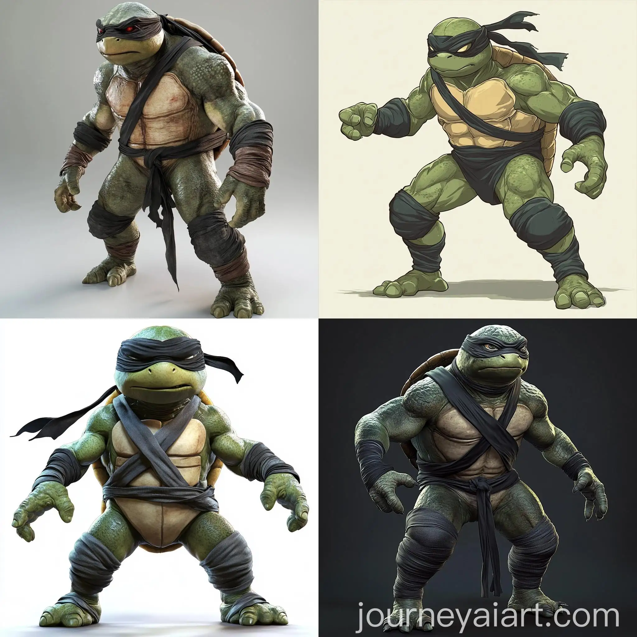 Mutated-Adult-Turtle-in-Ninja-Gear-Cartoon-Illustration
