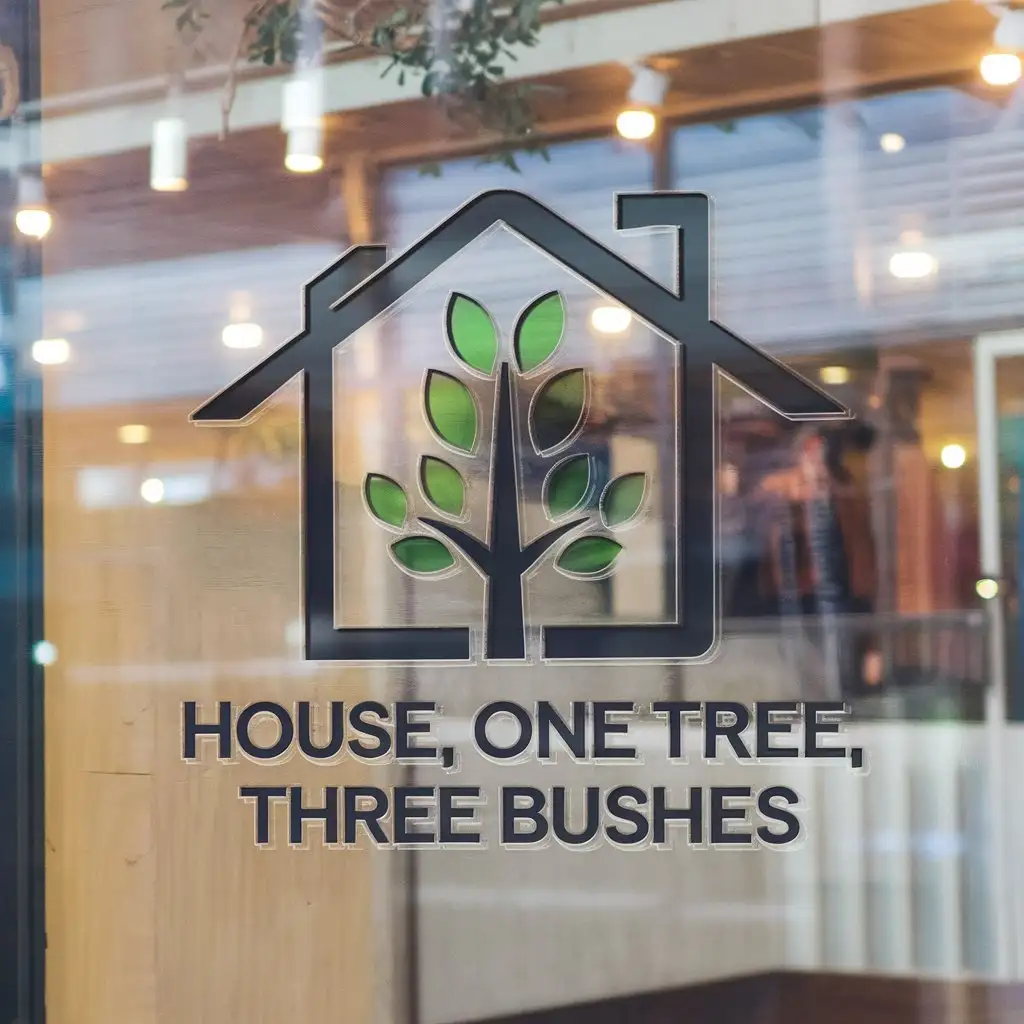 LOGO Design for House One Tree Three Bushes Vector with Clear Background for Retail Industry