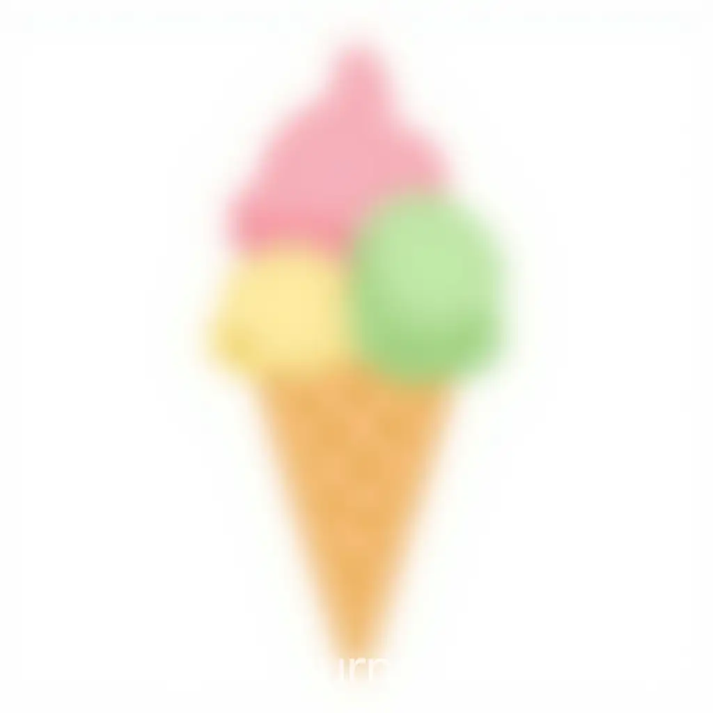 Colorful-Vector-Illustration-of-a-ThreeScoop-Ice-Cream-Cone